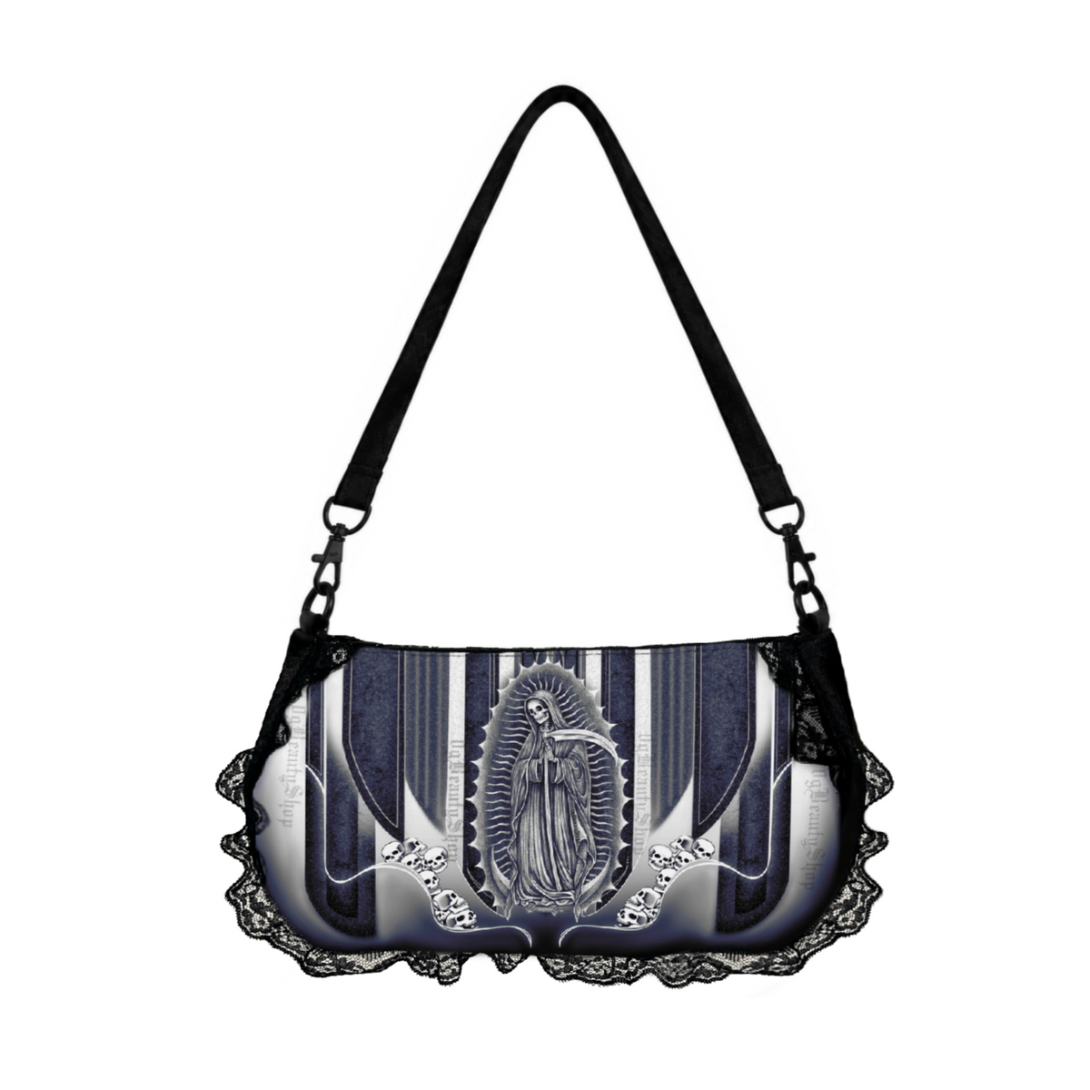 SANTA MUERTE LOWRIDER COQUETTE BAG (BLACK & WHITE)