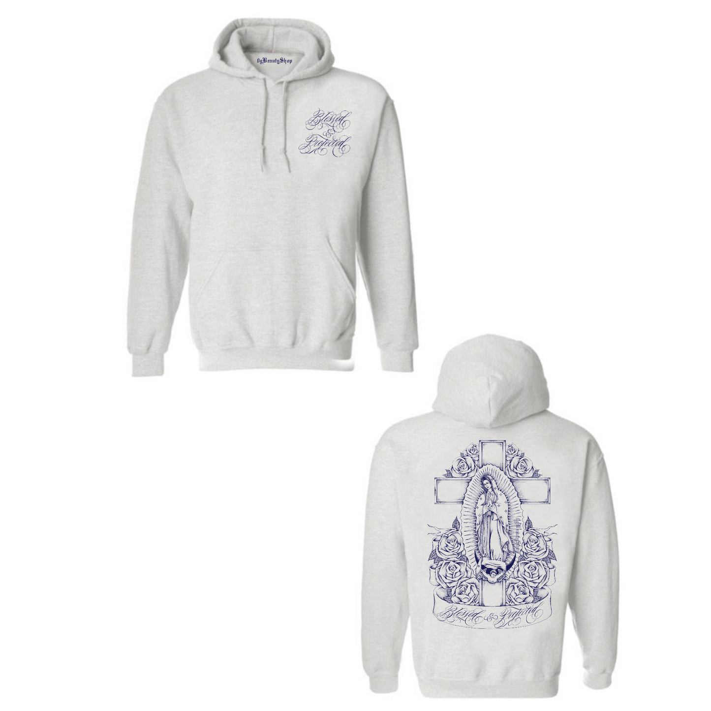 BLESSED & PROTECTED HOODIE (LIGHT GREY)