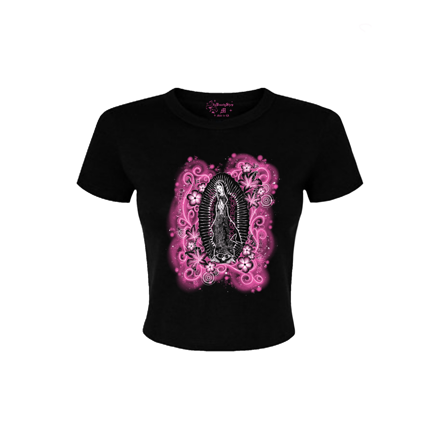 Y2K VIRGIN MARY BABY TEE (PINK)
