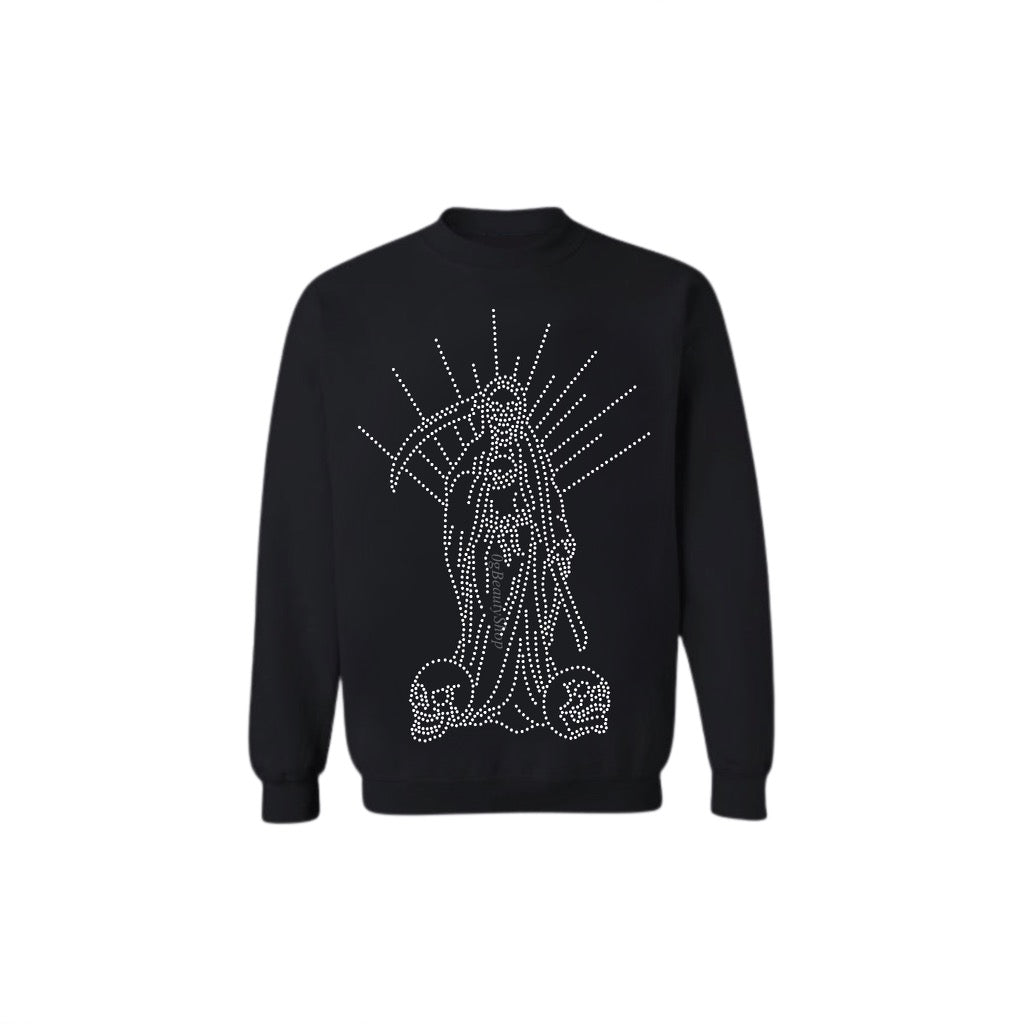 SANTA MUERTE RHINESTONE CREWNECK