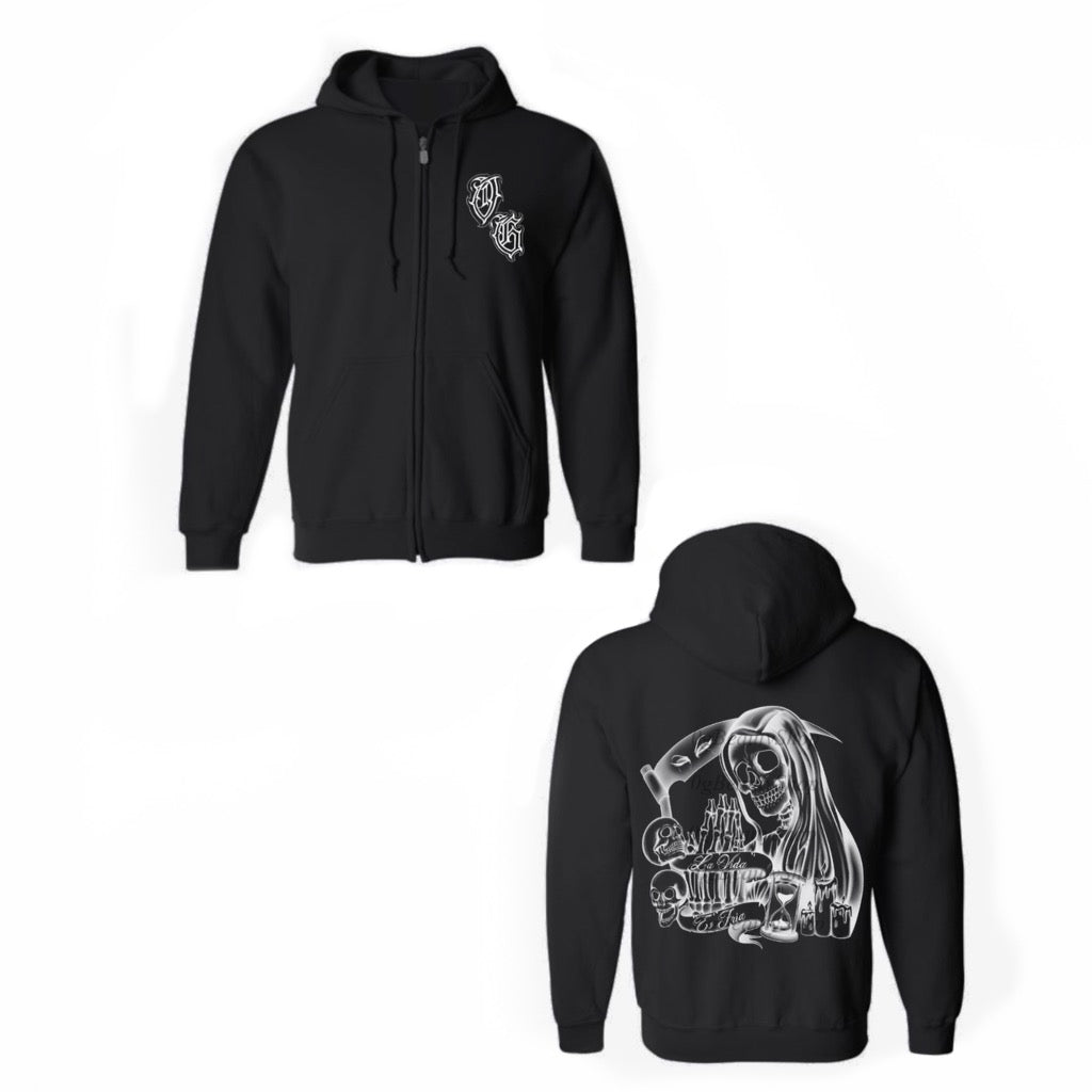 LA VIDA ES FRIA ZIP UP (BLACK)