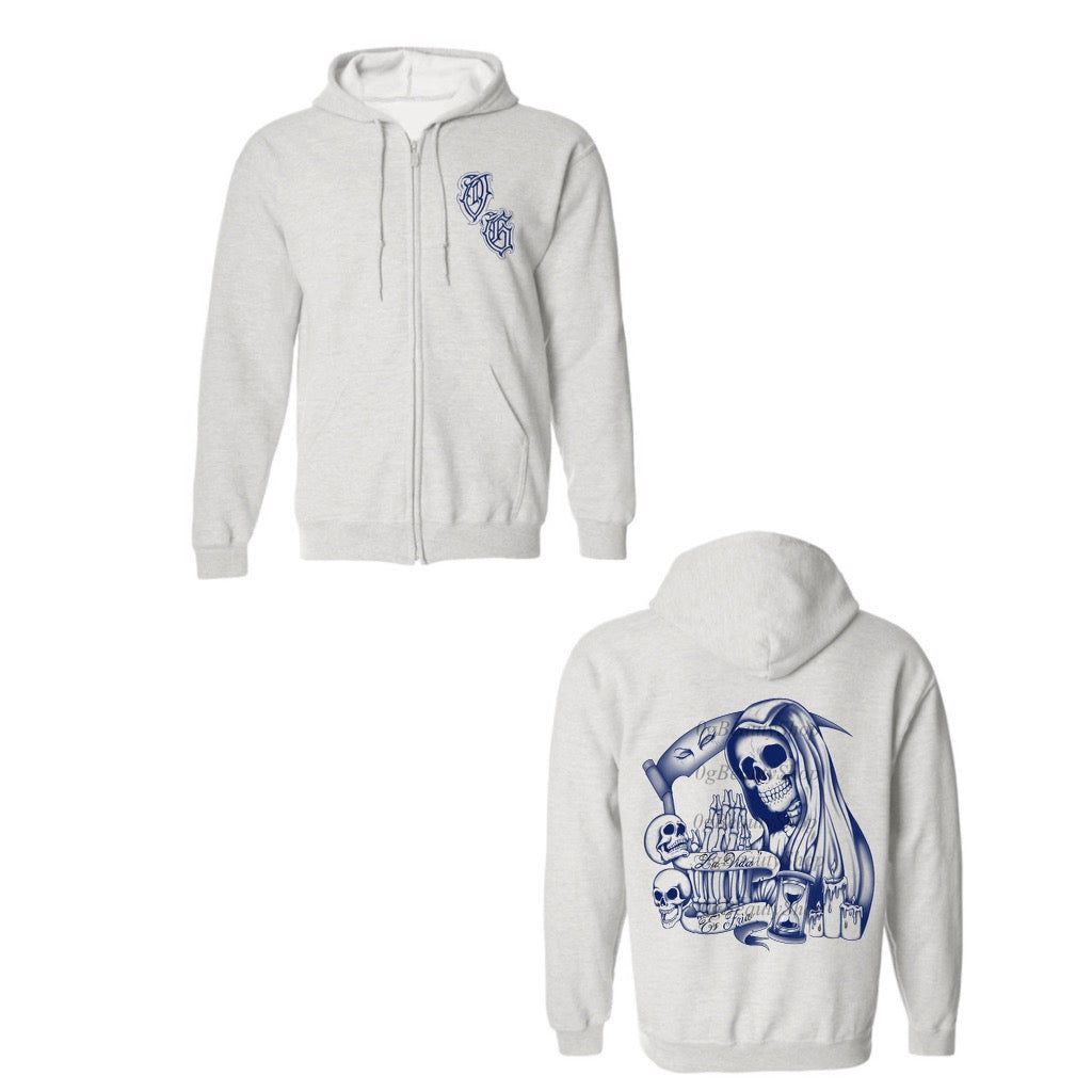 LA VIDA ES FRIA ZIP UP (LIGHT GREY)