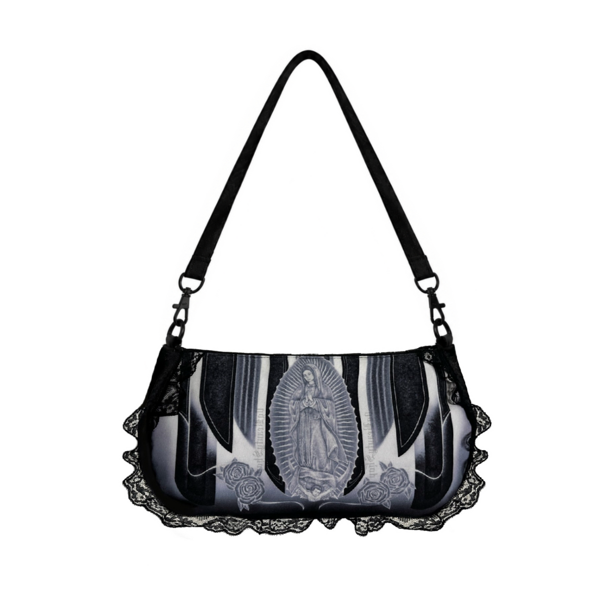 VIRGENCITA LOWRIDER COQUETTE BAG (BLACK & WHITE)