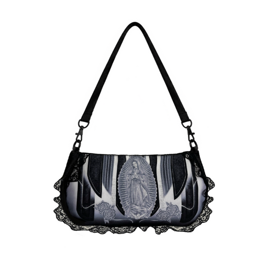 VIRGENCITA LOWRIDER COQUETTE BAG (BLACK & WHITE)