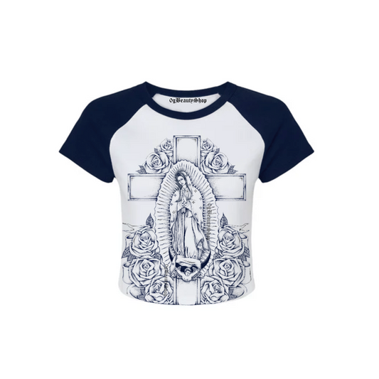 BLESSED & PROTECTED BASEBALL BABY TEE (NAVY BLUE)