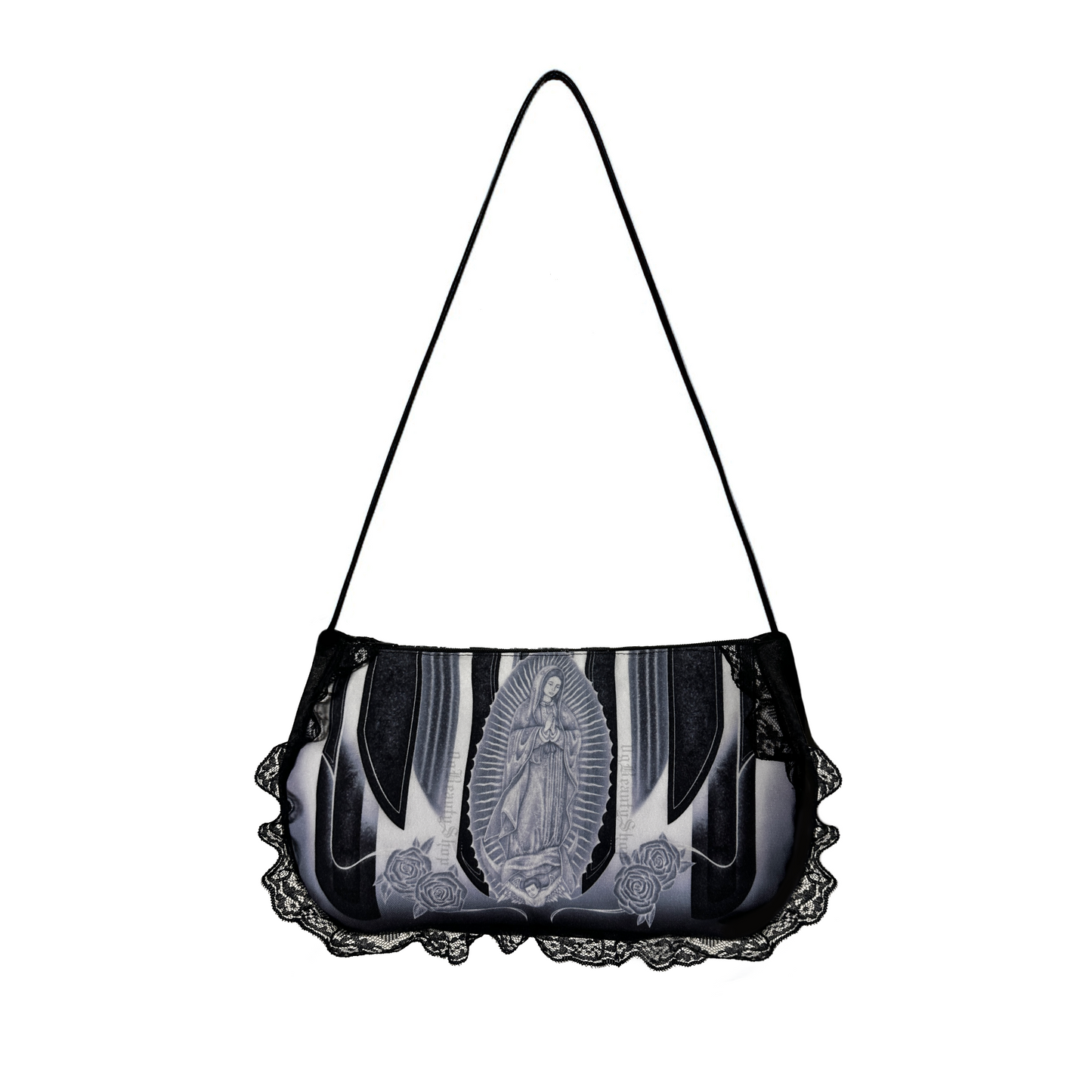 VIRGENCITA LOWRIDER COQUETTE BAG (BLACK & WHITE)