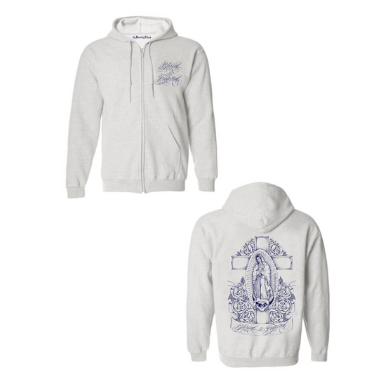 BLESSED & PROTECTED ZIP UP (LIGHT GREY)
