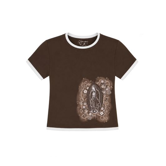 Y2K VIRGIN MARY BROWN TEE